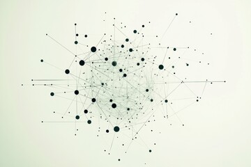 Graphical representation of a minimalistic virus model with connecting lines and dots showcasing intricate design. Generative AI