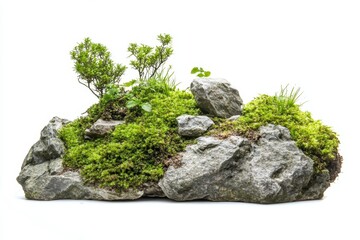 Miniature Mountain Landscape with Moss and Plants