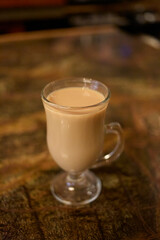 Coffee drink a glass cup.