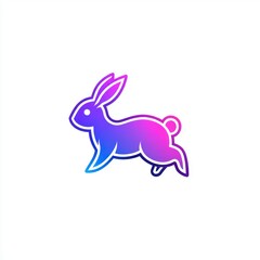 Rabbit running icon, pet care graphic, plain background