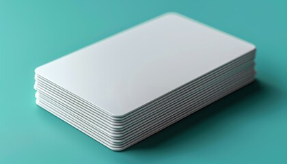 A stack of white cards with a blue background