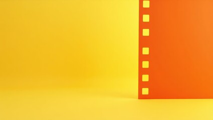 Obraz premium Rich cherry red animation film strip on right. Orange film strip yello