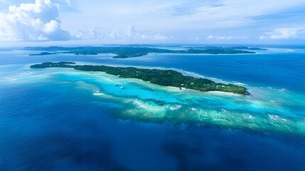 Mesmerizing tapestry of azure waves connecting island to expansive ocean