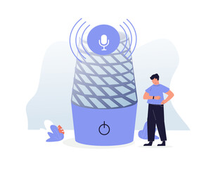 Smart living environment abstract concept vector illustration set. Smart home 2.0, home robot technology, voice-activated speaker, vacuum cleaner, interactive IoT infrastructure abstract metaphor.