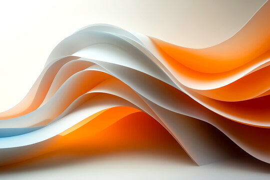 Modern flowing abstract design with orange and white waves