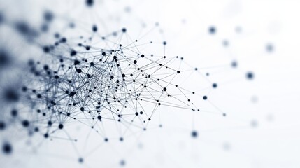 Minimalistic graphical representation of a virus using interconnected lines and nodes in a light background. Generative AI