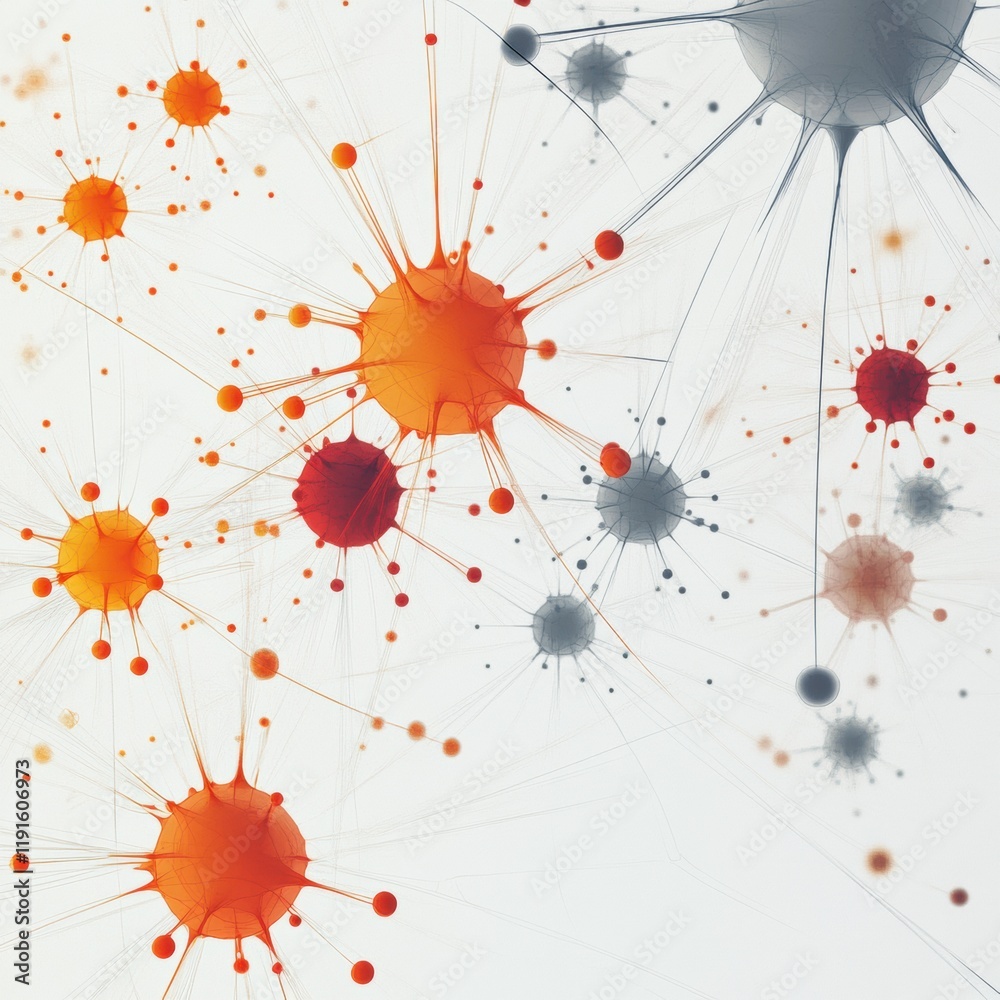 Aufkleber graphical representation of viruses showing various shapes and colors in a minimalistic design with 