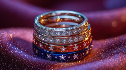 Elegant assortment of luxury diamond rings on sparkling velvet display