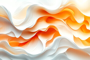 Obraz premium Elegant flowing abstract waves in orange and white tones
