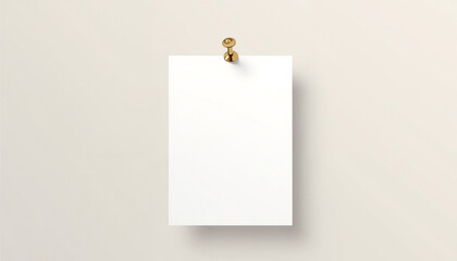 Blank paper sheet pinned on light wall