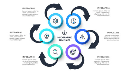 Creative concept for infographic with 6 steps, options, parts or processes. Business data visualization.