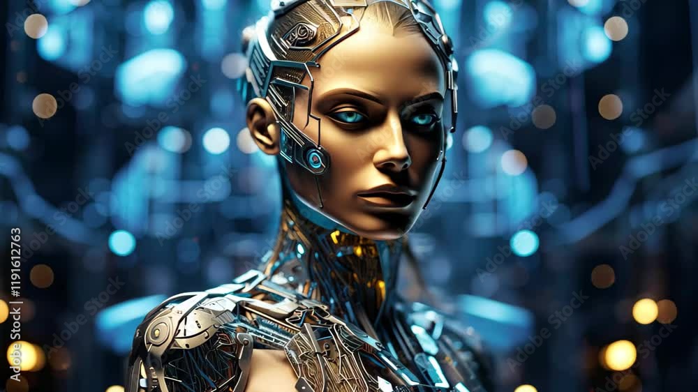 Aufkleber Exploration of futuristic androids in high resolution showcasing advanced technology and intricate design features