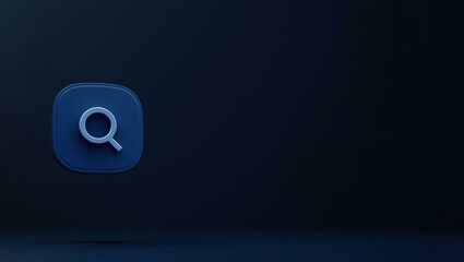 Rich sapphire blue search icon on left. Soft green background. Copy space for text, 3D render AI Generated Designer Element