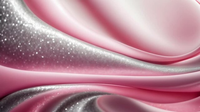 abstract motion of silver wave over pink gradient backdrop for beauty and fashion ads