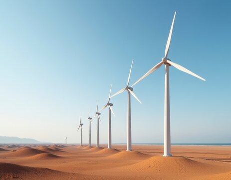Wind generators in the desert.