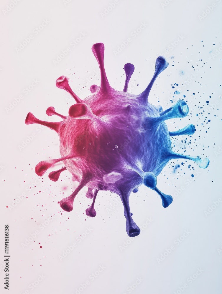 Fototapete graphical representation of a virus with a minimalistic design showcasing vibrant colors and abstrac