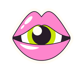 Looking mouth pop art sticker