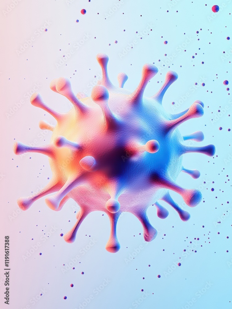 Leinwandbilder graphical representation of a minimalistic virus in vibrant colors showcasing scientific concepts in