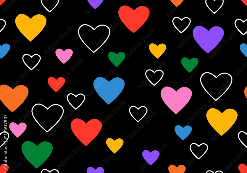 Wall mural seamless pattern with colorful hearts. valentines day vector pattern. seamless heart design. seamles