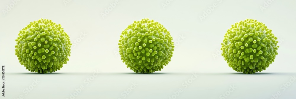 Poster minimalistic graphical representation of a virus depicted through three spherical structures in a cl