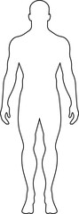 Standing male body silhouette in outline style.