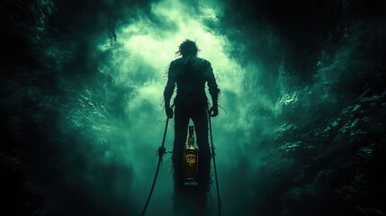 Fototapeta premium Symbolic representation of addiction and alcohol through surreal and conceptual imagery, AI generated.
