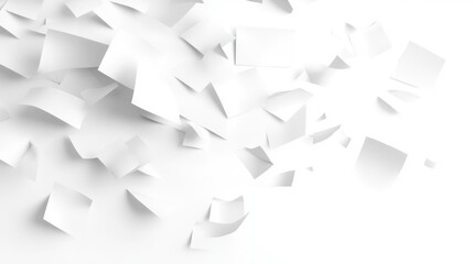 Fototapeta premium Abstract shattered white paper shapes on white background.