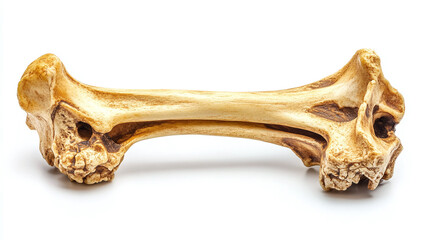 Bone isolated on white background. raw uncooked object, medical human skeleton anatomy, joint, body, piece, dog.