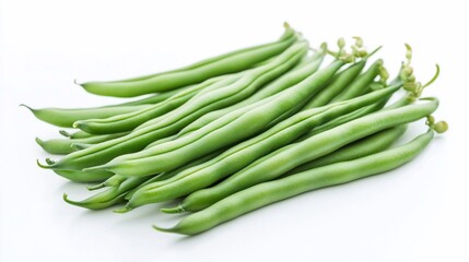 Obraz premium Fresh green beans bunch isolated on white.