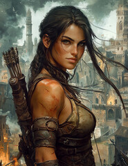 female archer, fanatasy character, hero, bow