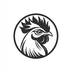 Obraz premium Rooster head profile, circular design, white background, logo