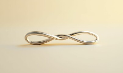 Metallic, intertwined loops on beige background.