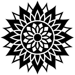 Simple mandala silhouette vector Art design, Floral mandala Illustration, ornament, flower, design, outline, template, pattern, ethnic. mandala design for invitation card, coloring book.