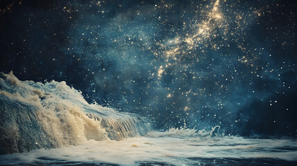 A cascading waterfall of stars flowing from a torn canvas pooling into the room as though the universe were alive and vibrant.