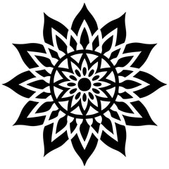 Simple mandala silhouette vector Art design, Floral mandala Illustration, ornament, flower, design, outline, template, pattern, ethnic. mandala design for invitation card, coloring book.