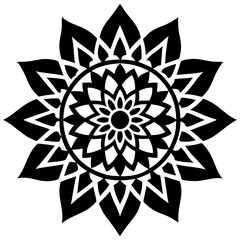 Simple mandala silhouette vector Art design, Floral mandala Illustration, ornament, flower, design, outline, template, pattern, ethnic. mandala design for invitation card, coloring book.