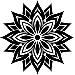 Simple mandala silhouette vector Art design, Floral mandala Illustration, ornament, flower, design, outline, template, pattern, ethnic. mandala design for invitation card, coloring book.