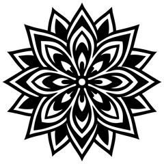 Simple mandala silhouette vector Art design, Floral mandala Illustration, ornament, flower, design, outline, template, pattern, ethnic. mandala design for invitation card, coloring book.