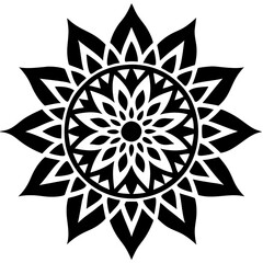 Simple mandala silhouette vector Art design, Floral mandala Illustration, ornament, flower, design, outline, template, pattern, ethnic. mandala design for invitation card, coloring book.