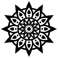Simple mandala silhouette vector Art design, Floral mandala Illustration, ornament, flower, design, outline, template, pattern, ethnic. mandala design for invitation card, coloring book.