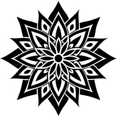 Simple mandala silhouette vector Art design, Floral mandala Illustration, ornament, flower, design, outline, template, pattern, ethnic. mandala design for invitation card, coloring book.