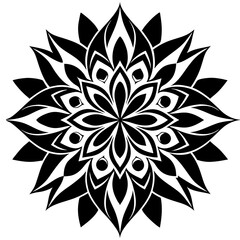 Simple mandala silhouette vector Art design, Floral mandala Illustration, ornament, flower, design, outline, template, pattern, ethnic. mandala design for invitation card, coloring book.