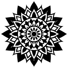 Simple mandala silhouette vector Art design, Floral mandala Illustration, ornament, flower, design, outline, template, pattern, ethnic. mandala design for invitation card, coloring book.