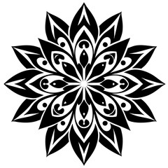 Simple mandala silhouette vector Art design, Floral mandala Illustration, ornament, flower, design, outline, template, pattern, ethnic. mandala design for invitation card, coloring book.