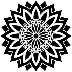 Simple mandala silhouette vector Art design, Floral mandala Illustration, ornament, flower, design, outline, template, pattern, ethnic. mandala design for invitation card, coloring book.