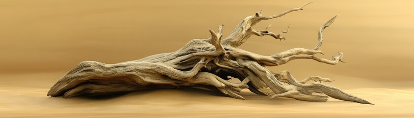 Fototapeta premium Driftwood with natural patterns and knots, banner