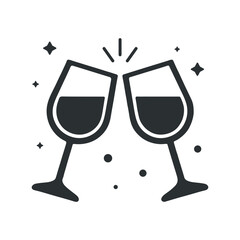 Two glasses of wine. Cheers with wineglasses. Vector illustration