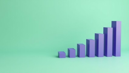 Royal purple velvet throne on right. Purple bar chart 3D growth statis