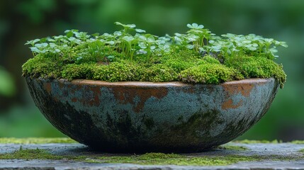 Miniature Moss Garden In A Rustic Bowl