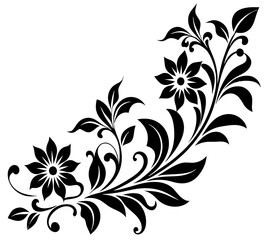  floral design, stylized flower design with leaf and decorative accents. abstract floral ornament, corner, petal patterns, ideal for use in decorative prints, wallpaper, mandala, digital art, template